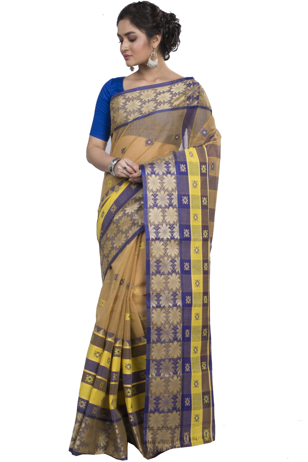 Light Brown Pure Cotton FulPar Tant Saree (867)